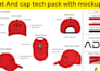 design custom hat and cap with tech pack and mockup